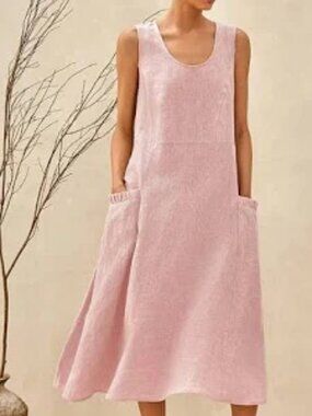 100% Linen Swing Beach Tank Dress by Lintico size M